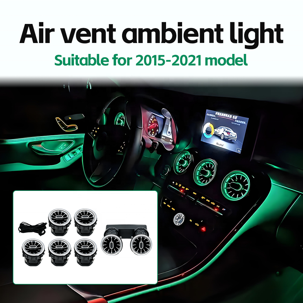 Mercedes-Benz LED Turbine Air Vent Ambient Light — W205 C-Class / X253 GLC (64-Color App-Controlled)