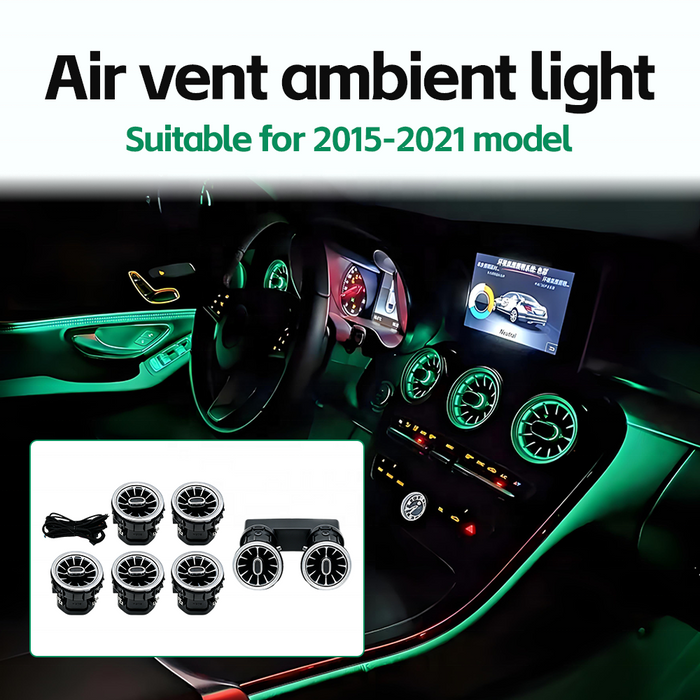 Mercedes-Benz LED Turbine Air Vent Ambient Light — W205 C-Class / X253 GLC (64-Color App-Controlled)